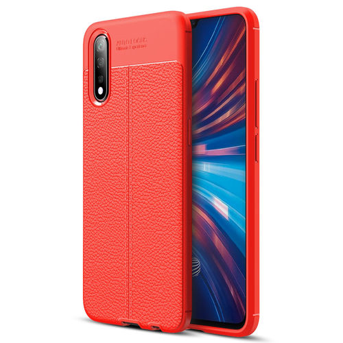 Flexi Slim Litchi Texture Case for Vivo S1 - Red Stitch